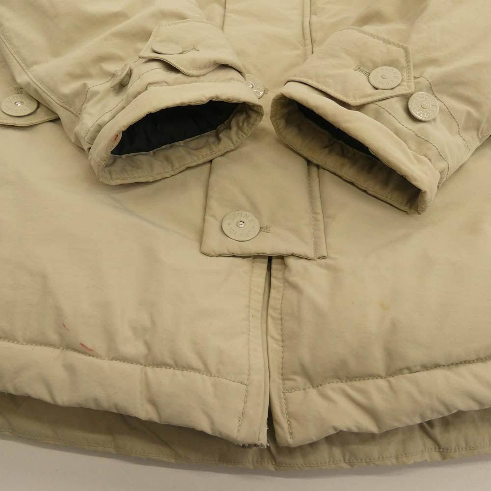 STONE ISLAND ストーンアイランド 611540926-A MICROREPS DOWN ミクロレプス ファー ダウン ジャケット ※ファー欠損あり ベージュ系 S【中古】