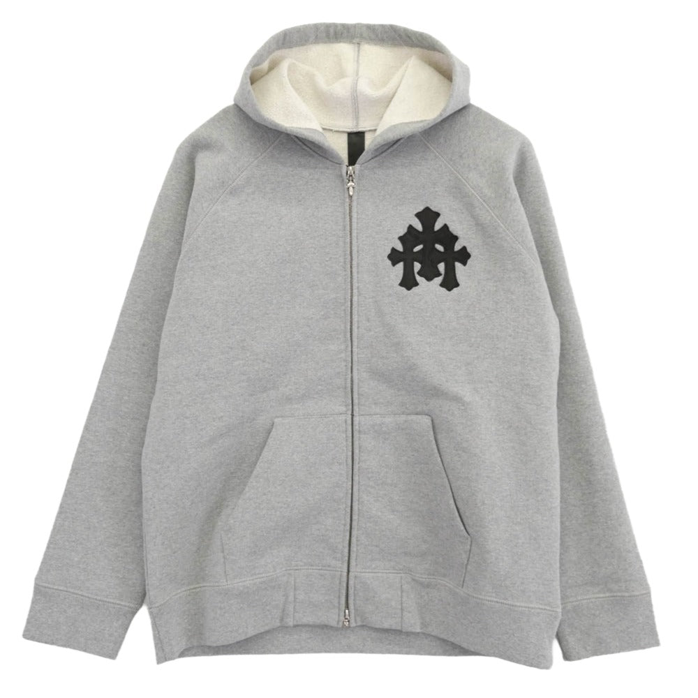 CHROME HEARTS クロムハーツ（原本無） Y NOT セメタリー クロスパッチ ダガー クロスボール ジップ スウェット パーカー XL グレー系 XL【極上美品】【中古】