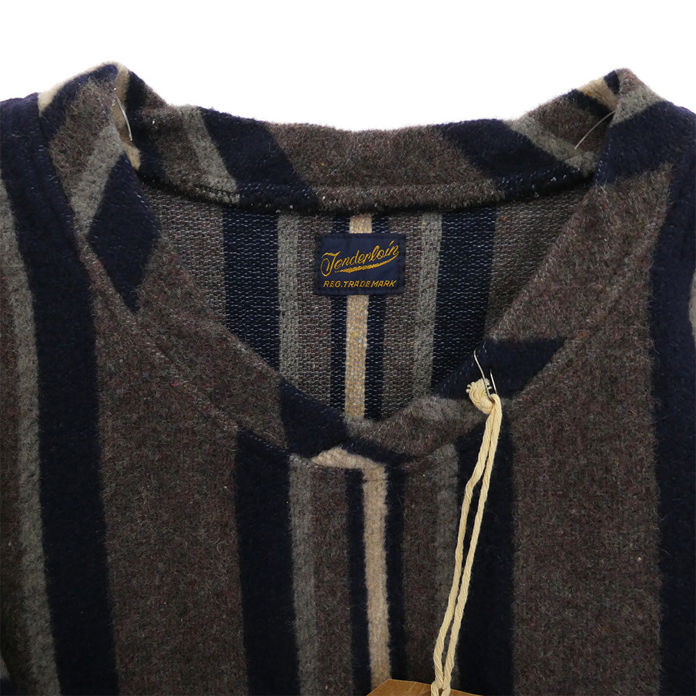 TENDERLOIN テンダーロイン T-BAJA ストライプ ブランケット メキシカン Ｖネック プルオーバー ジャケット ネイビー系 M【美品】【中古】