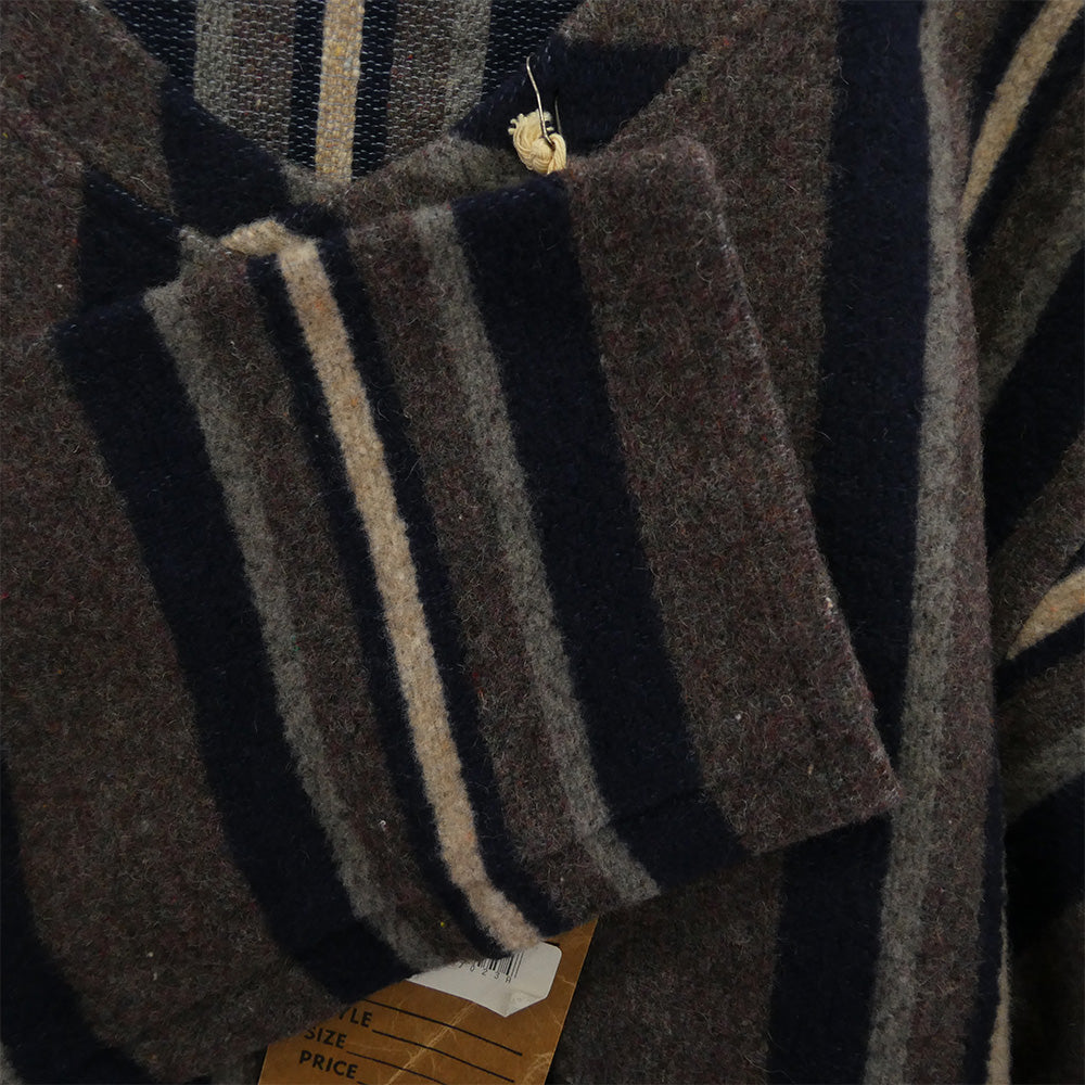 TENDERLOIN テンダーロイン T-BAJA ストライプ ブランケット メキシカン Ｖネック プルオーバー ジャケット ネイビー系 M【美品】【中古】