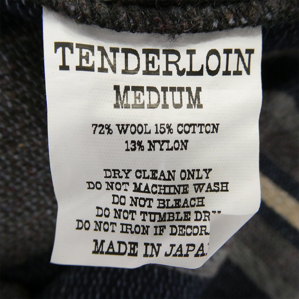 TENDERLOIN テンダーロイン T-BAJA ストライプ ブランケット メキシカン Ｖネック プルオーバー ジャケット ネイビー系 M【美品】【中古】