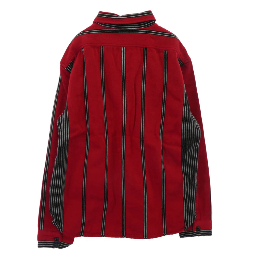 TENDERLOIN テンダーロイン 14AW T-GTM SHT 2 ストライプ柄 切替 長袖シャツ レッド系 M【極上美品】【中古】