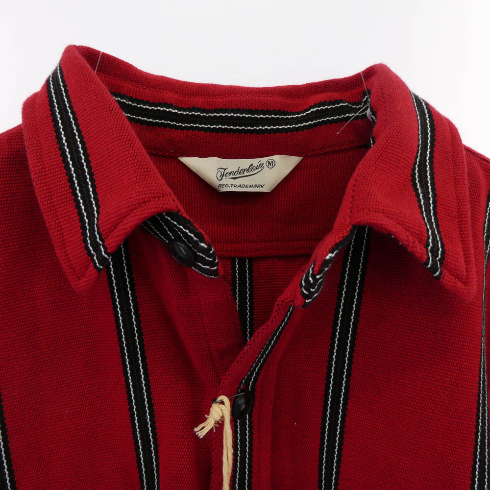 TENDERLOIN テンダーロイン 14AW T-GTM SHT 2 ストライプ柄 切替 長袖シャツ レッド系 M【極上美品】【中古】