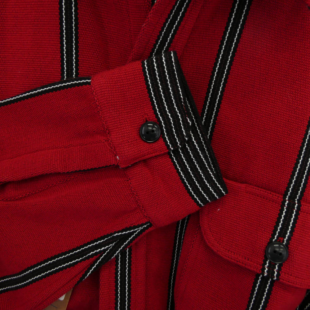 TENDERLOIN テンダーロイン 14AW T-GTM SHT 2 ストライプ柄 切替 長袖シャツ レッド系 M【極上美品】【中古】