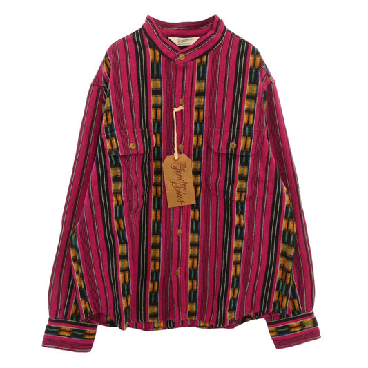 TENDERLOIN テンダーロイン 14AW T-GTM STAND SHT グアテマラ柄 スタンドカラー 長袖シャツ ピンク ピンク系 M【極上美品】【中古】