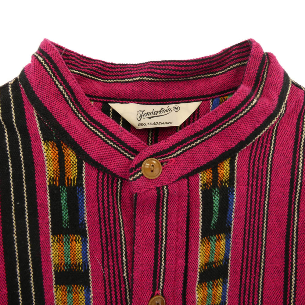 TENDERLOIN テンダーロイン 14AW T-GTM STAND SHT グアテマラ柄 スタンドカラー 長袖シャツ ピンク ピンク系 M【極上美品】【中古】