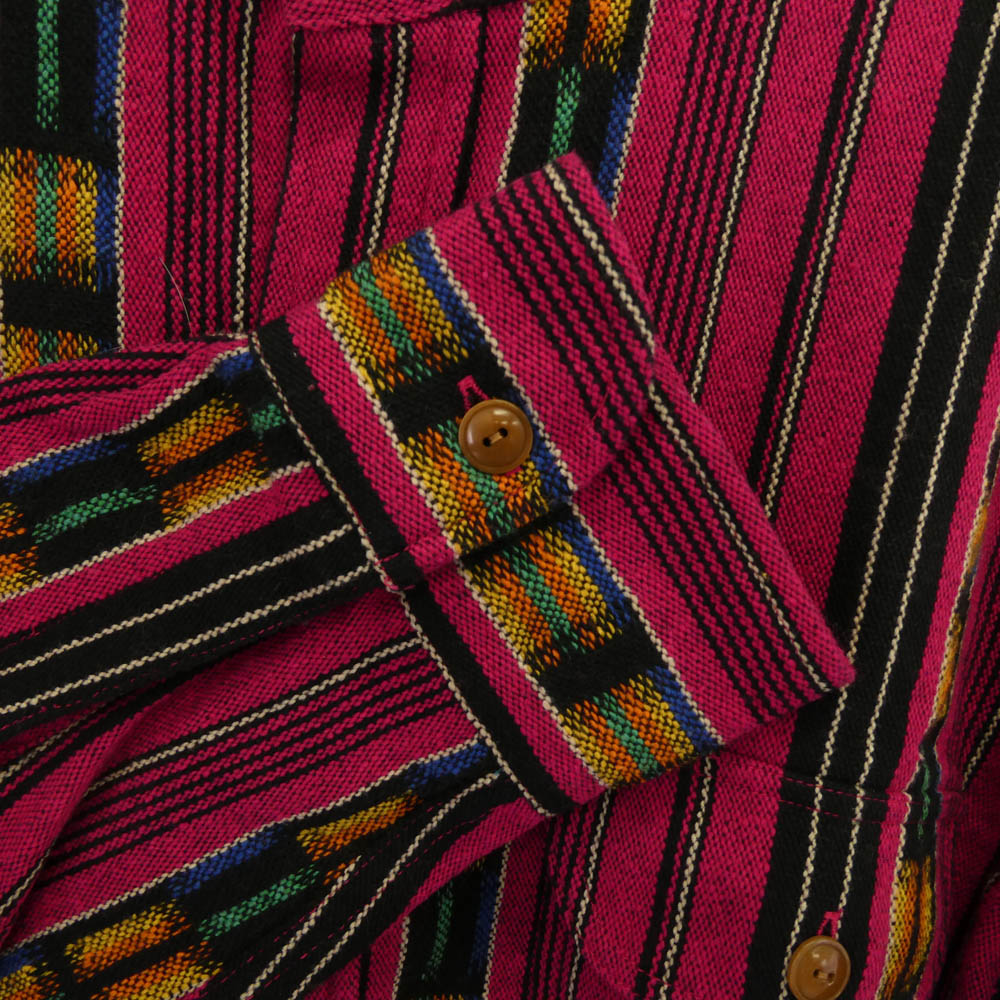 TENDERLOIN テンダーロイン 14AW T-GTM STAND SHT グアテマラ柄 スタンドカラー 長袖シャツ ピンク ピンク系 M【極上美品】【中古】