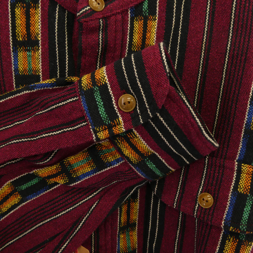 TENDERLOIN テンダーロイン 16AW T-GTM STAND SHT グアテマラ柄 スタンドカラー 長袖シャツ バーガンディ バーガンディ系 M【極上美品】【中古】