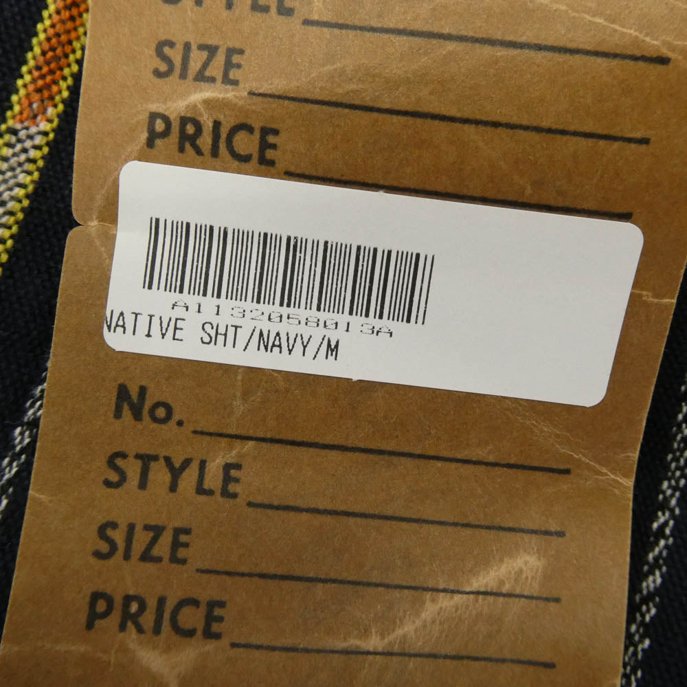 TENDERLOIN テンダーロイン T-NATVIE SHT ネイティブ柄 ストライプ 長袖シャツ ネイビー ネイビー系 M【極上美品】【中古】