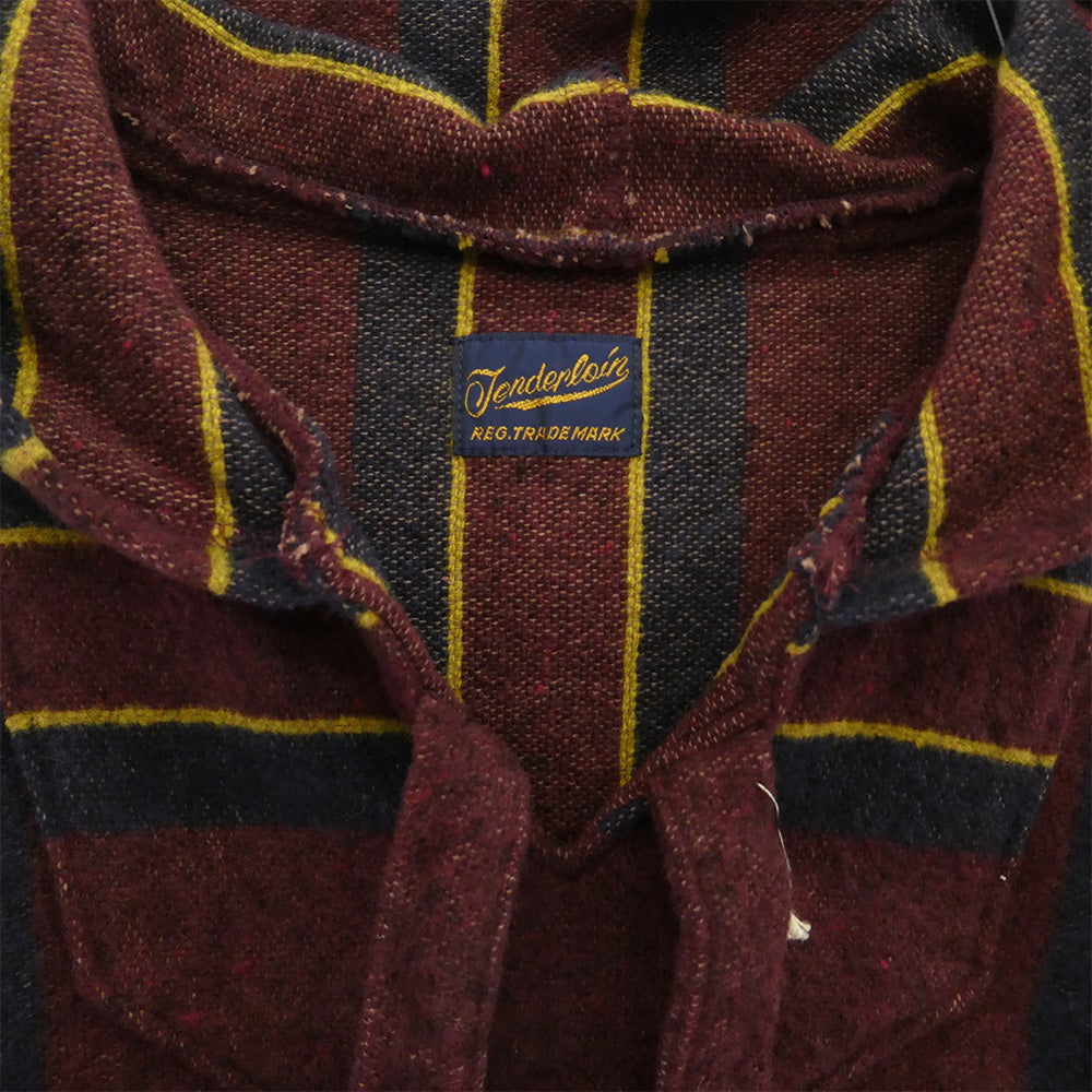 TENDERLOIN テンダーロイン 12AW T-BAJA PARKA ストライプ ブランケット メキシカン プルオーバーパーカー バーガンディ エンジ系 M【極上美品】【中古】