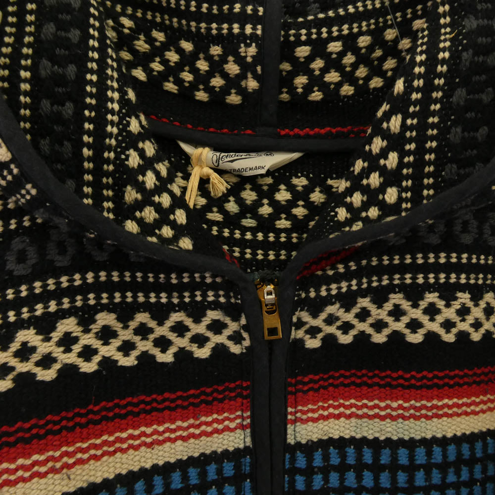 TENDERLOIN テンダーロイン 15SS T-RUG PARKA ラグ パーカー ネイティブ 総柄 裾フリンジ フーディー ジップアップ ジャケット M【美品】【中古】