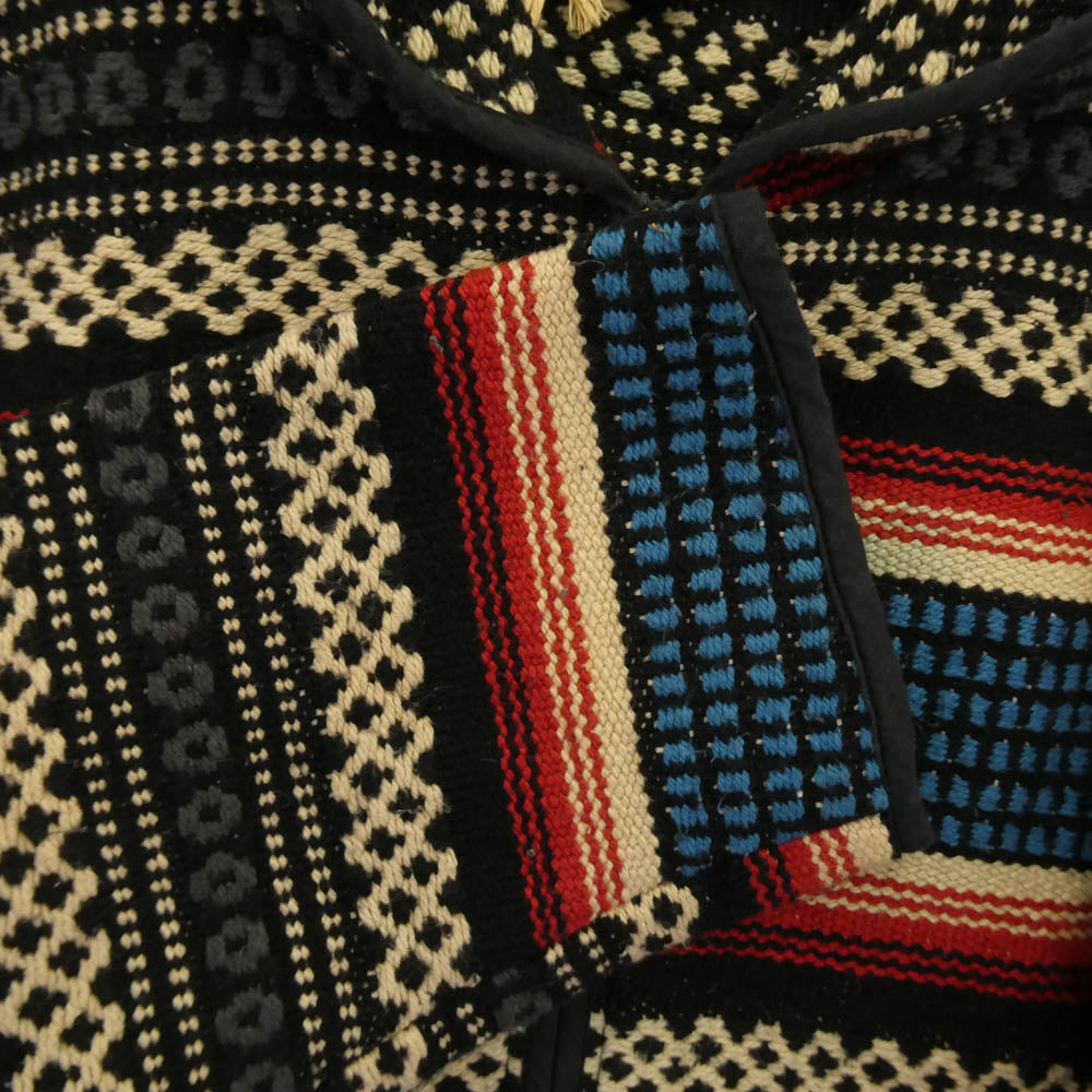 TENDERLOIN テンダーロイン 15SS T-RUG PARKA ラグ パーカー ネイティブ 総柄 裾フリンジ フーディー ジップアップ ジャケット M【美品】【中古】