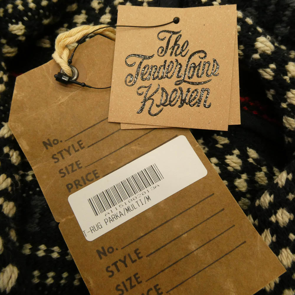 TENDERLOIN テンダーロイン 15SS T-RUG PARKA ラグ パーカー ネイティブ 総柄 裾フリンジ フーディー ジップアップ ジャケット M【美品】【中古】