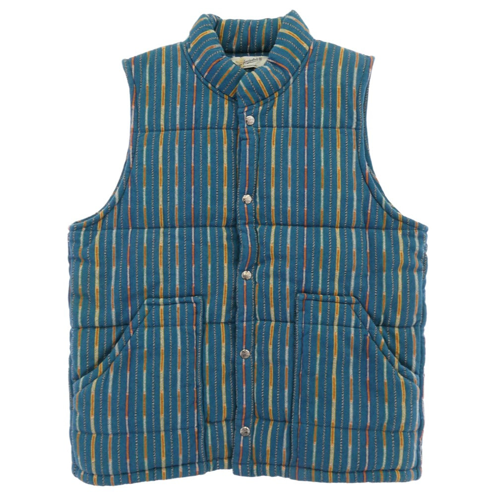 TENDERLOIN テンダーロイン T-NATIVE VEST ネイティブ柄 ストライプ 中綿 ベスト ターコイズ系 M【美品】【中古】
