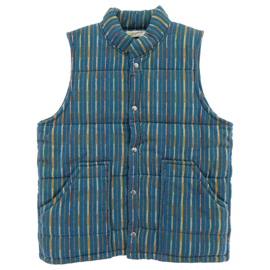TENDERLOIN テンダーロイン T-NATIVE VEST ネイティブ柄 ストライプ 中綿 ベスト ターコイズ系 M【美品】【中古】