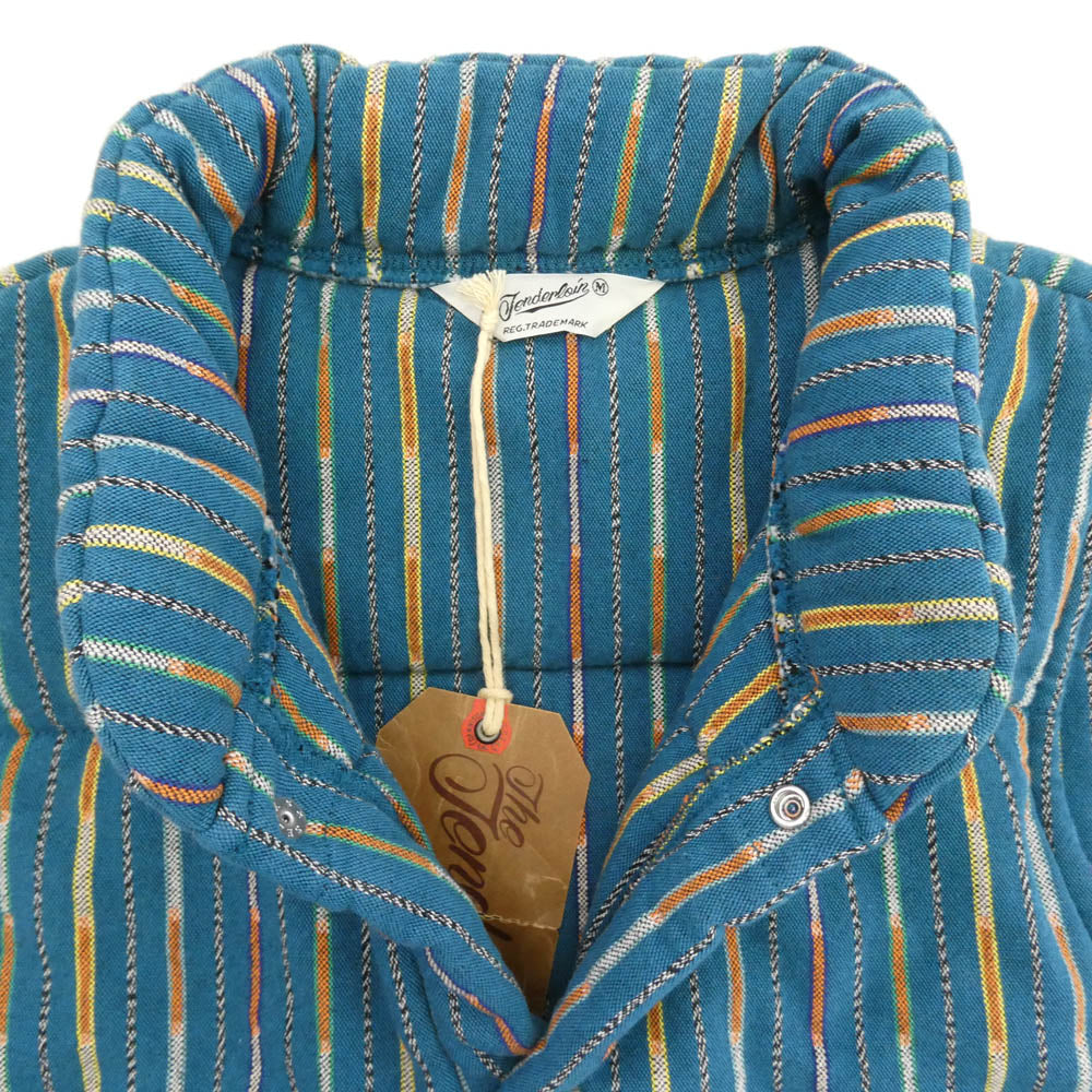 TENDERLOIN テンダーロイン T-NATIVE VEST ネイティブ柄 ストライプ 中綿 ベスト ターコイズ系 M【美品】【中古】
