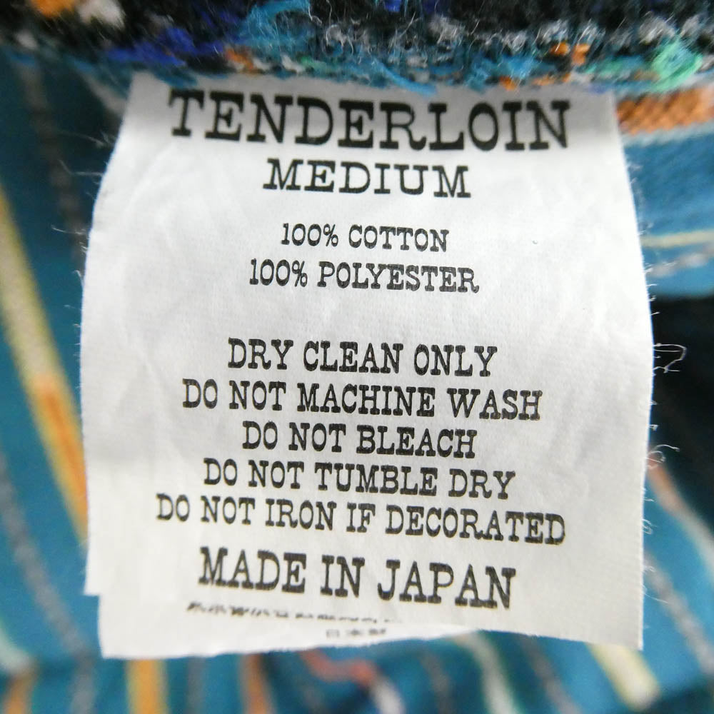 TENDERLOIN テンダーロイン T-NATIVE VEST ネイティブ柄 ストライプ 中綿 ベスト ターコイズ系 M【美品】【中古】