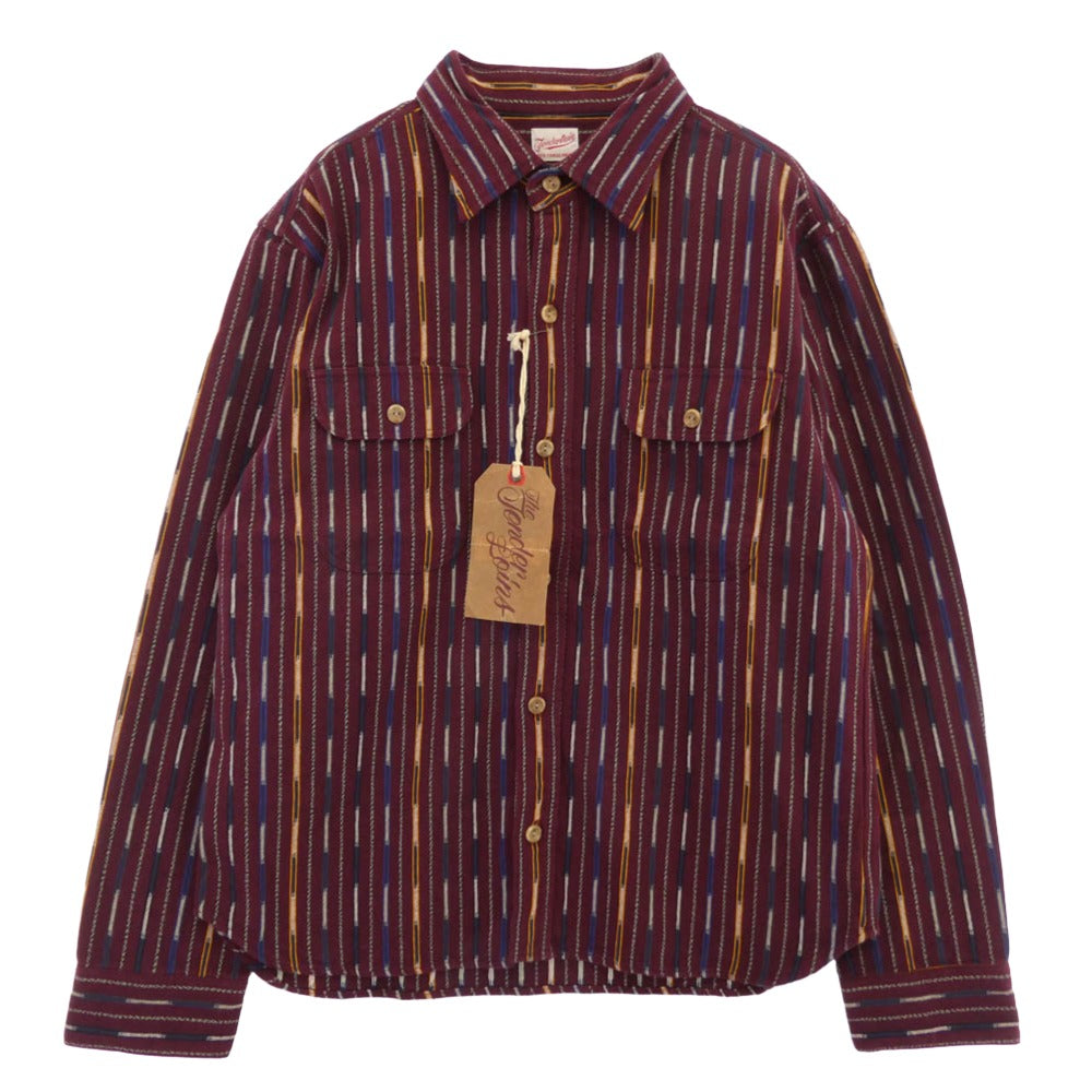 TENDERLOIN テンダーロイン 本店限定 T-NATVIE SHT ネイティブ柄 ストライプ 長袖シャツ バーガンディ バーガンディ系 M【極上美品】【中古】
