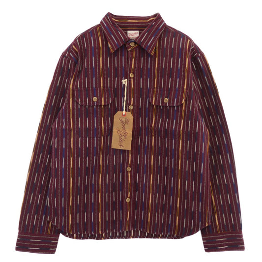 TENDERLOIN テンダーロイン 本店限定 T-NATVIE SHT ネイティブ柄 ストライプ 長袖シャツ バーガンディ バーガンディ系 M【極上美品】【中古】