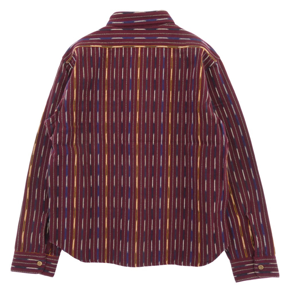 TENDERLOIN テンダーロイン 本店限定 T-NATVIE SHT ネイティブ柄 ストライプ 長袖シャツ バーガンディ バーガンディ系 M【極上美品】【中古】