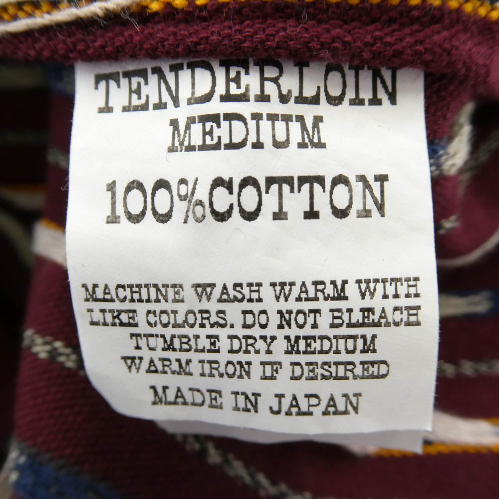 TENDERLOIN テンダーロイン 本店限定 T-NATVIE SHT ネイティブ柄 ストライプ 長袖シャツ バーガンディ バーガンディ系 M【極上美品】【中古】