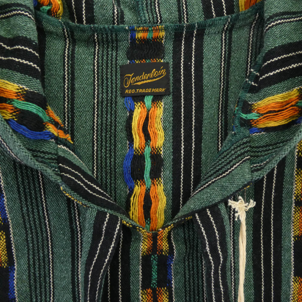 TENDERLOIN テンダーロイン 15SS T-GTM PARKA グアテマラ柄 プルオーバーパーカー フーディー グリーン系 M【美品】【中古】