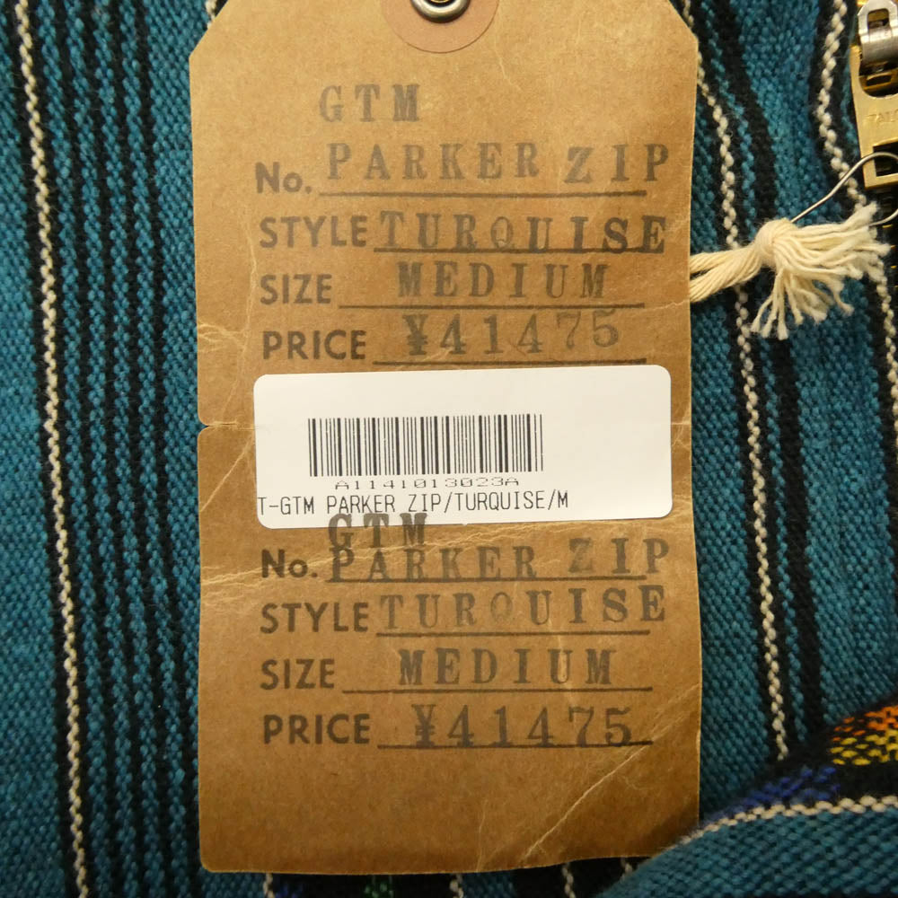 TENDERLOIN テンダーロイン 14SS T-GTM PARKER ZIP ネイティブ ジップアップ ジャケット フーディ TALON ZIP TURQUISE ブルー系 M【美品】【中古】