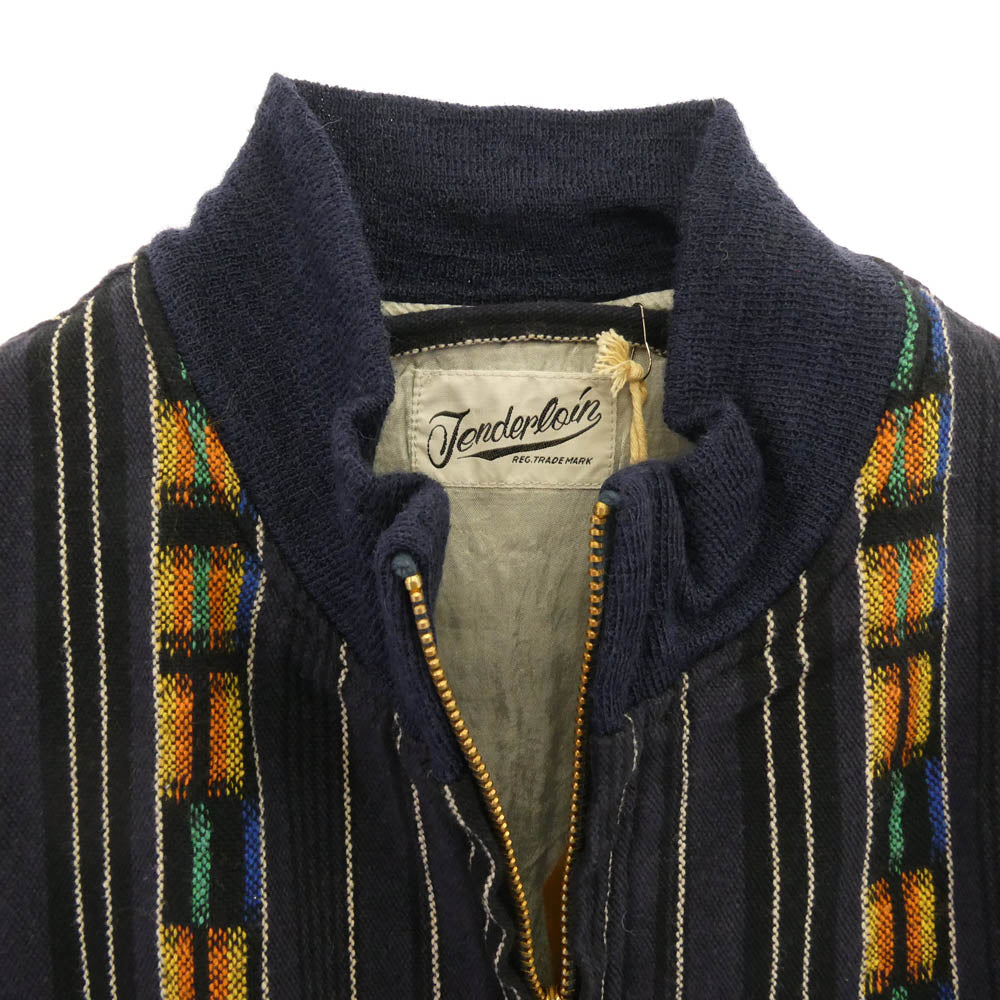 TENDERLOIN テンダーロイン 14AW T-GTM JKT ZIP グアテマラ柄 ジップアップ ブルゾン ジャケット ネイビー系 M【美品】【中古】
