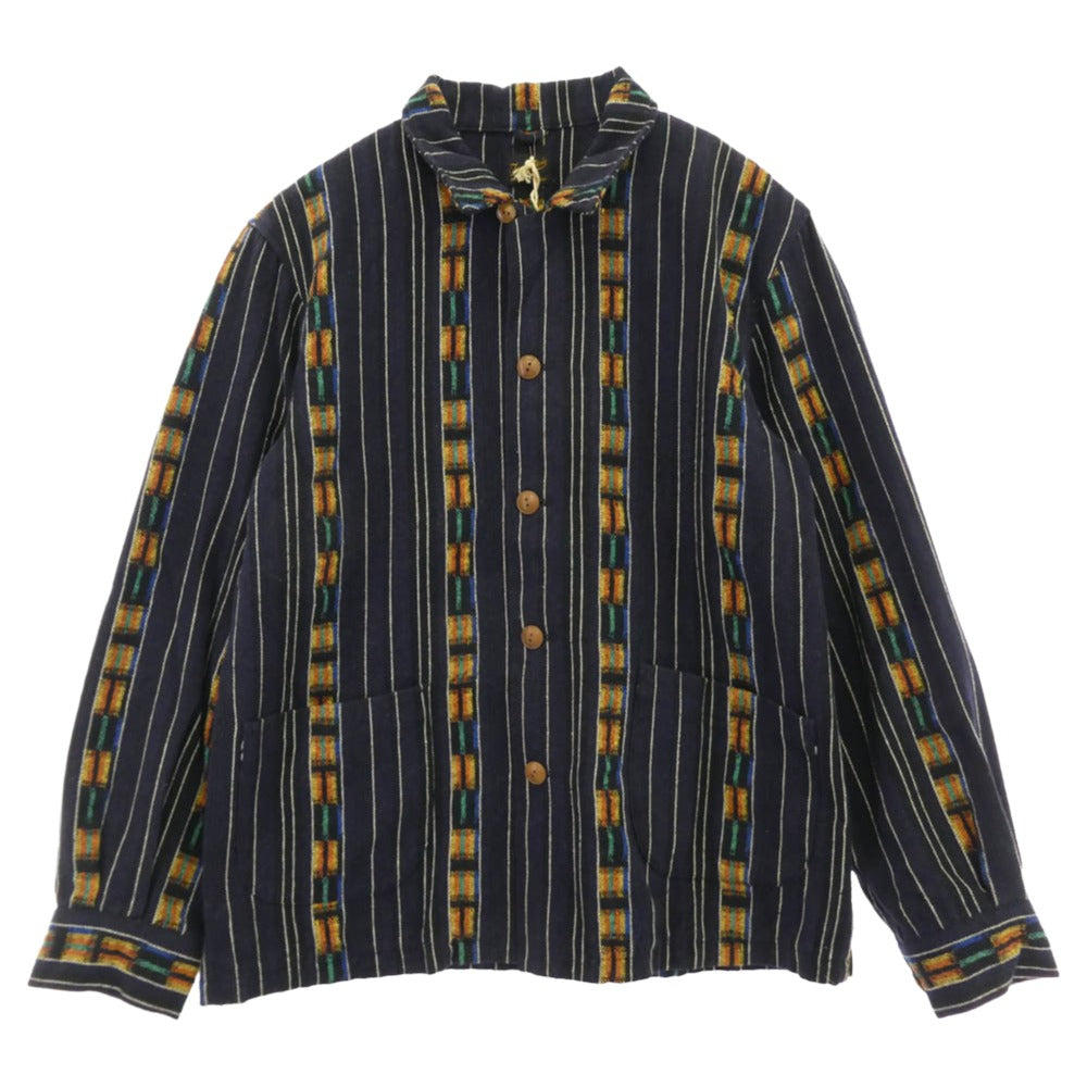 TENDERLOIN テンダーロイン 14SS T-GTM JKT グアテマラ柄 オープンカラー シャツジャケット ネイビー ネイビー系 M【美品】【中古】