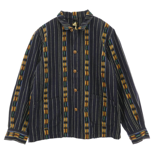 TENDERLOIN テンダーロイン 14SS T-GTM JKT グアテマラ柄 オープンカラー シャツジャケット ネイビー ネイビー系 M【美品】【中古】