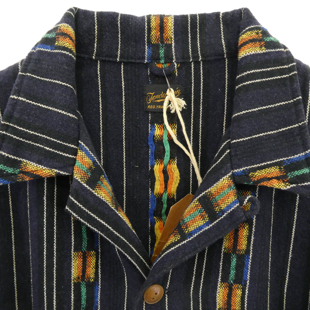 TENDERLOIN テンダーロイン 14SS T-GTM JKT グアテマラ柄 オープンカラー シャツジャケット ネイビー ネイビー系 M【美品】【中古】