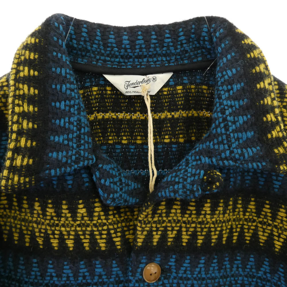 TENDERLOIN テンダーロイン T-INDIAN JKT インディアン ネイティブ 総柄 ウール ニット ジャケット ブルー系 M【美品】【中古】