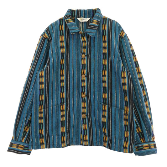 TENDERLOIN テンダーロイン 14SS T-GTM JKT グアテマラ柄 オープンカラー シャツジャケット ターコイズ ターコイズ系 M【極上美品】【中古】