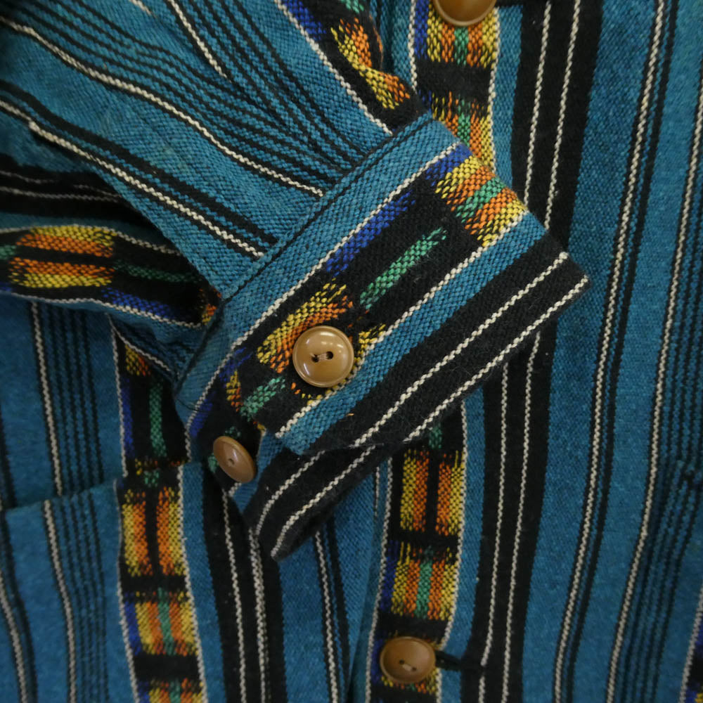 TENDERLOIN テンダーロイン 14SS T-GTM JKT グアテマラ柄 オープンカラー シャツジャケット ターコイズ ターコイズ系 M【極上美品】【中古】