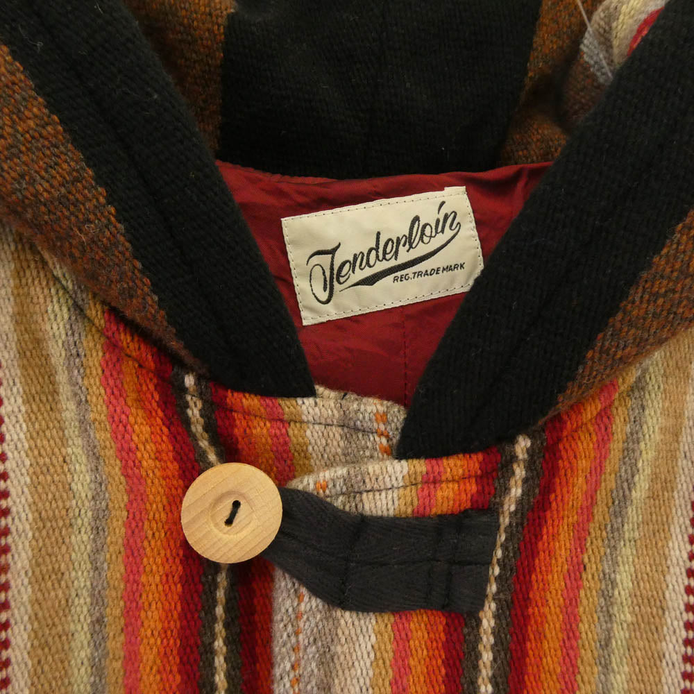 TENDERLOIN テンダーロイン 14SS T-BOHO COAT ネイティブラグ ストライプ柄 カシミヤ混 ウールコート M【美品】【中古】