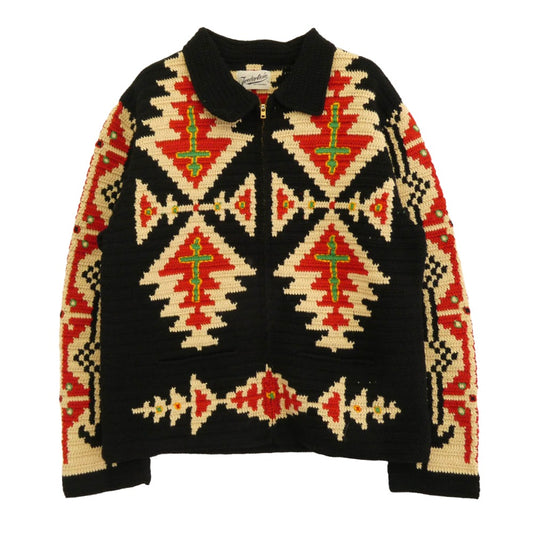 TENDERLOIN テンダーロイン 本店限定 T-COWICHAN ネイティブ カウチン ニット セーター ジャケット TALON ZIP ブラック系 M【美品】【中古】