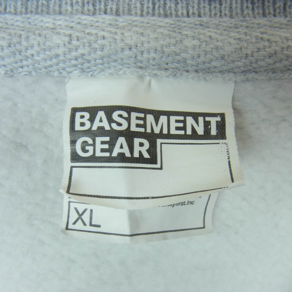 ベースメントギア 15oz Garment Dye CrewSweat 15オンス ガーメントダイ クルーネック スウェット トレーナー グレー系 ライトグレー系 XL【中古】