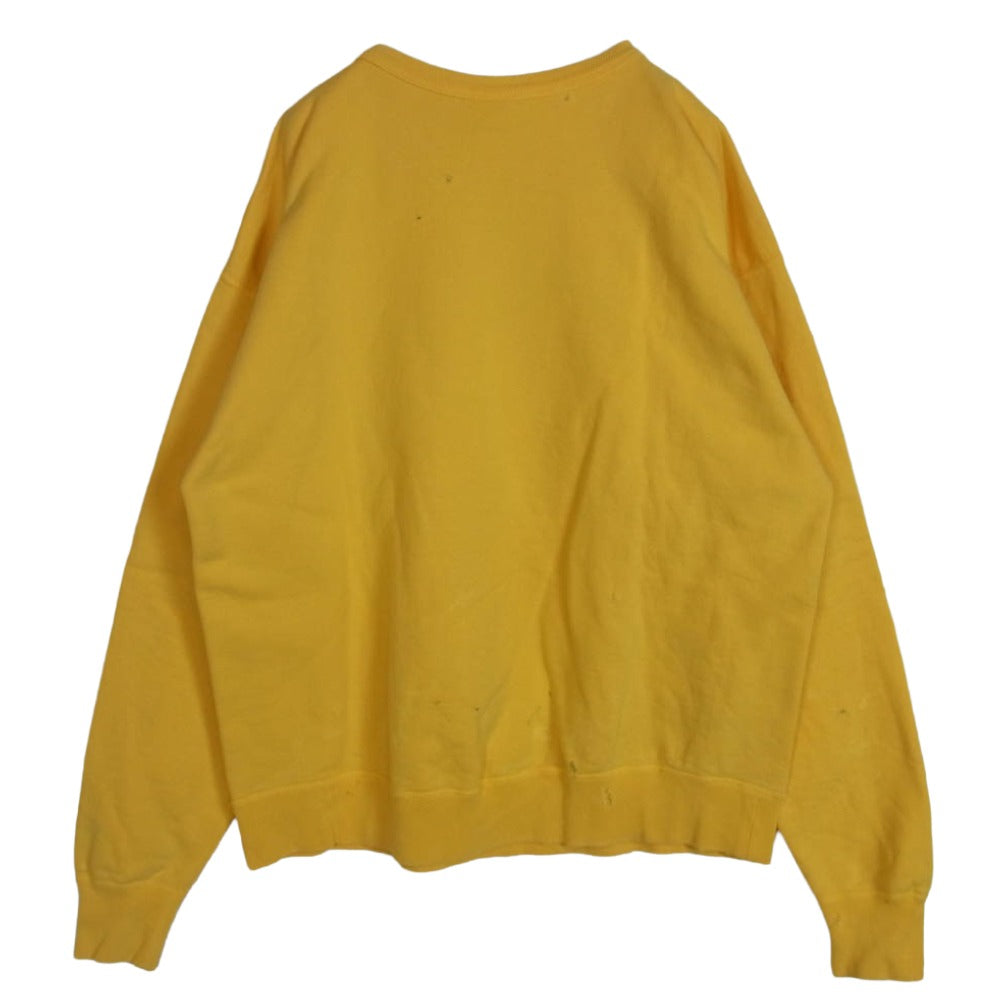 SAINT MICHAEL セントマイケル × DENIM TEARSデニムティアーズ 21AW SM-A21-0000-049 STT_SWT SH_STTRS LG YLW ダメージ加工 カレッジロゴ クルーネック スウェット トレーナー イエロー系 XL【中古】