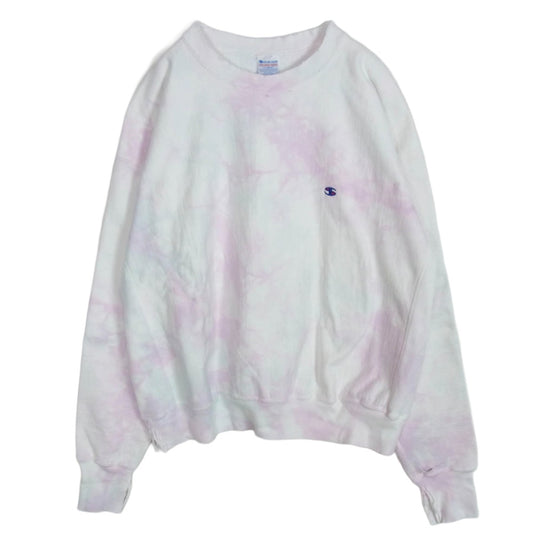 SAINT MICHAEL セントマイケル 23AW SM-A23-0000-025 CRW N SWT ONE POINT DYE ダメージ加工 タイダイ ワンポイント クルーネック スウェット トレーナー ホワイト系 XL【中古】