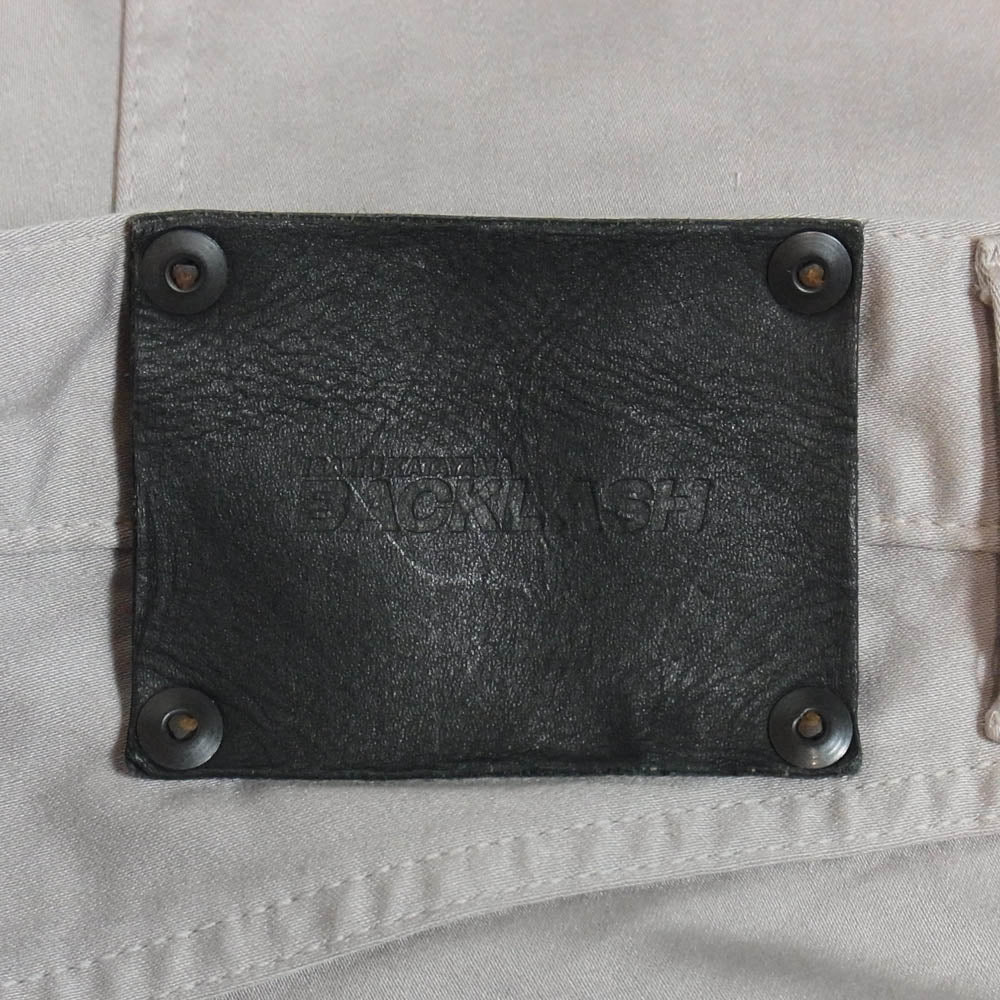 ISAMUKATAYAMA BACKLASH イサムカタヤマバックラッシュ 1594-02 レザーパッチ ストレッチ スリムパンツ ベージュ系 S【中古】