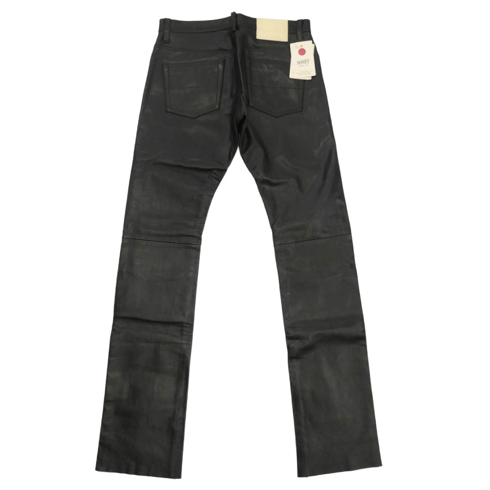 ソメ STF56105 カウレザー スリムパンツ ブラック系 M【極上美品】【中古】