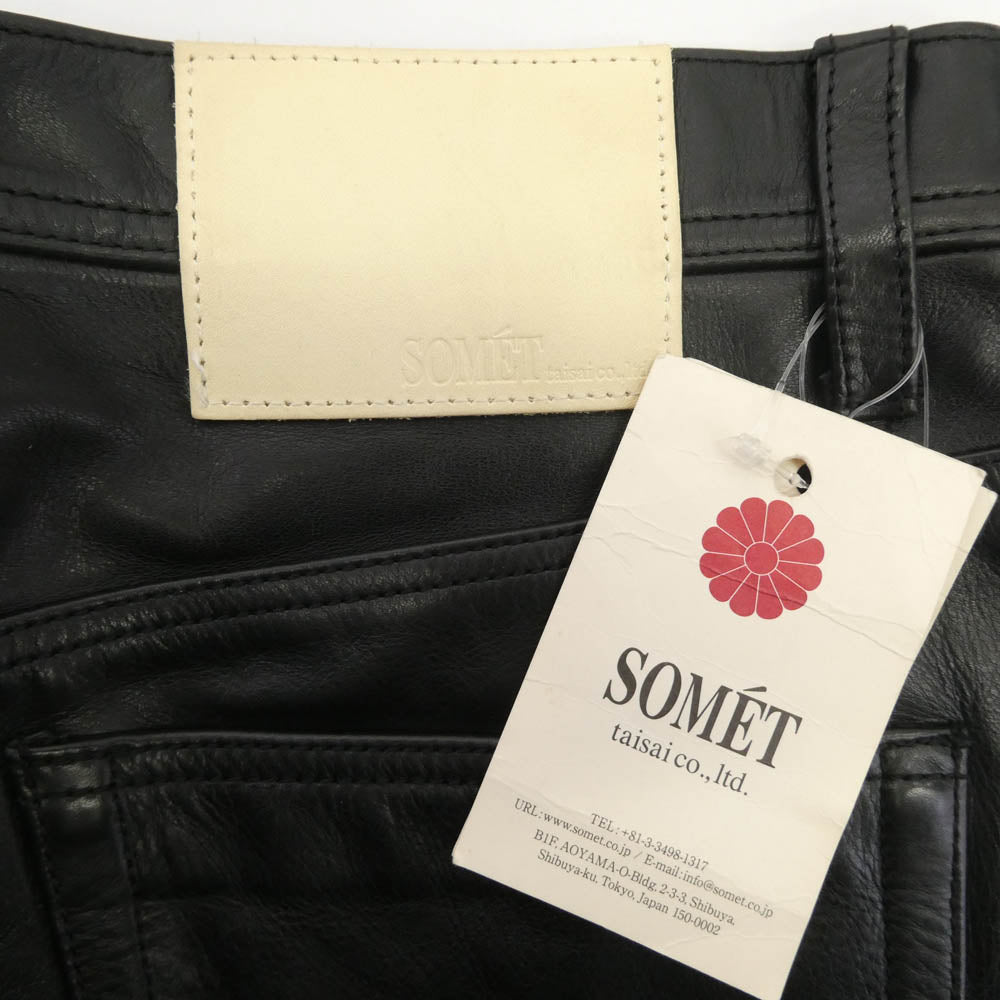 ソメ STF56105 カウレザー スリムパンツ ブラック系 M【極上美品】【中古】