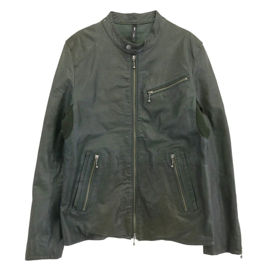 glamb グラム シープレザー シングルライダース ジャケット グリーン系 3【中古】