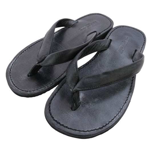 ISAMUKATAYAMA BACKLASH イサムカタヤマバックラッシュ 574-02 ショルダーレザー牛脂仕上げ ビブラムソール レザーサンダル ブラック系 Sサイズ(25.5cm)【中古】