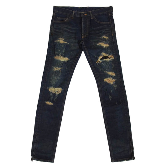 ISAMUKATAYAMA BACKLASH イサムカタヤマバックラッシュ 1483-11C AULD TRIANGLE クラッシュ加工 スキニー デニムパンツ インディゴブルー系 M【中古】