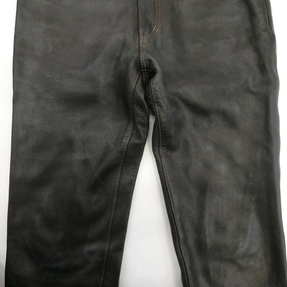 THE FLAT HEAD ザフラットヘッド LOT3005D ディアスキン レザーパンツ ブラック系 30【中古】