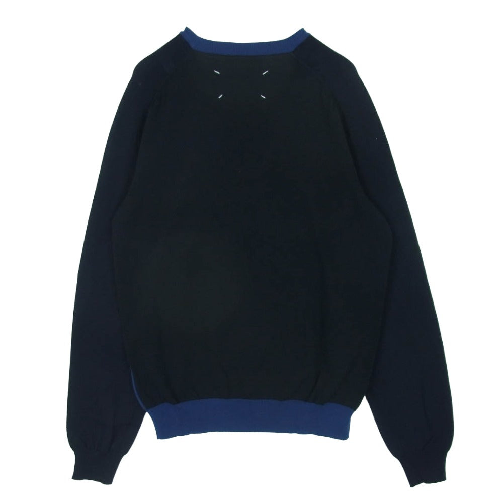 MAISON MARTIN MARGIELA メゾンマルタンマルジェラ 15SS S50HA0574 10ライン 四つタグ バイカラー ニット セーター ネイビー系 ダークネイビー系 ブラック系 M【中古】