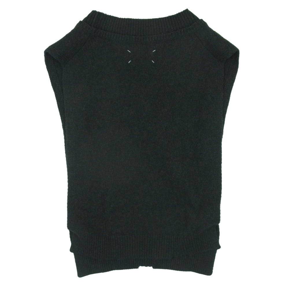 MAISON MARGIELA メゾンマルジェラ 21AW S50TH0050 14ライン 四つタグ Vネック ウール ニット ベスト ダークグレー系 S【中古】