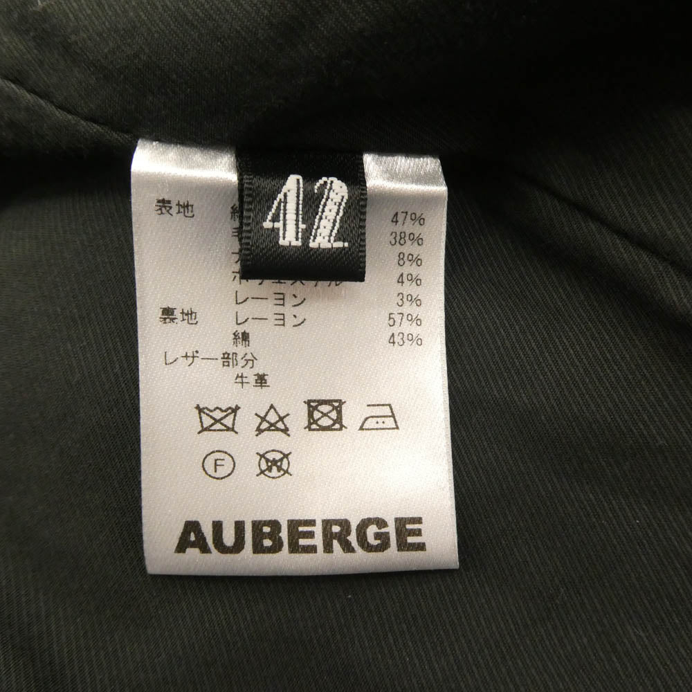 オーベルジュ 24AW AU24A01 GABRIEL ガブリエル ツイード 襟レザー切替 ツイード ジャケット ブルゾン ブラック系 40【中古】
