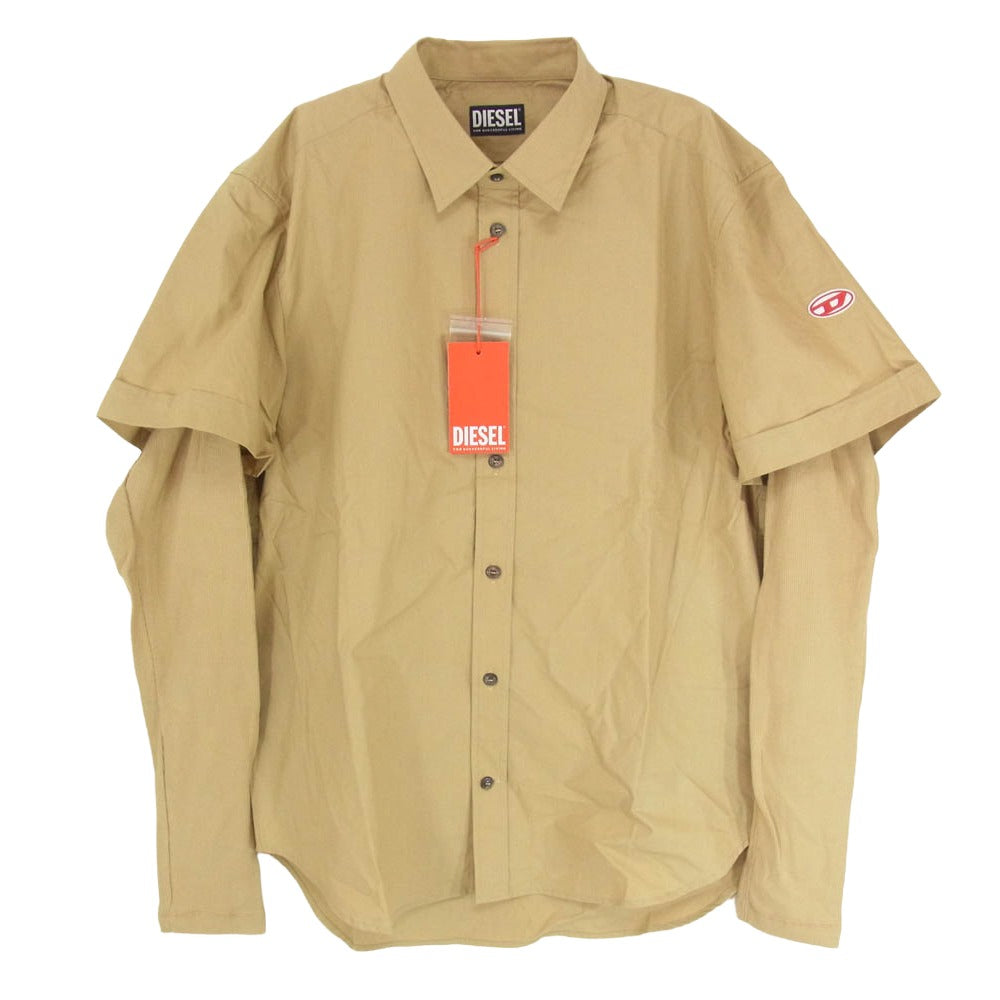 DIESEL ディーゼル A04013 S-MARLEY-A レイヤード 長袖 シャツ カットソー ブラウン系 M【極上美品】【中古】